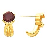 14K Yellow Gold Mozambique Garnet "J" Earrings