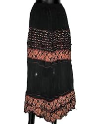 Christmas Gift -Black Color With Brown Color Floral Printed and Sequin Work Wrap Girls Comfortable Clothing In India Size 38 For Free Shipping