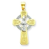 14k Two-tone & Rhodium St. Patrick Celtic Cross Pendant