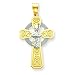 14k Two-tone & Rhodium St. Patrick Celtic Cross Pendant