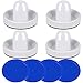 ONE250 Air Hockey Pushers and Blue Air Hockey Pucks, Goal Handles Paddles Replacement Accessories for Game Tables (4 Striker, 4 Puck Pack) (White)