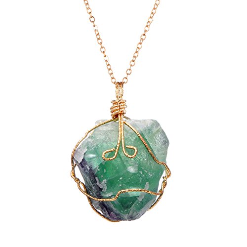 ALoveSoul Gifts Handmade Irregular Crystal Stone Necklace Gemstone Pendant,Green