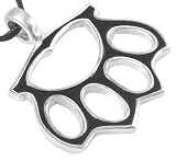 Brass Knuckles Style Pewter Pendant Necklace