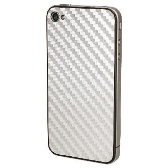 CROCFOL ART Design Back Cove Folie CARBON Silver fuer iPhone 4