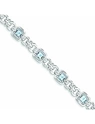 Genuine .925 Sterling Silver Diamond & Light Swiss Blue Topaz Bracelet 11.7 Grams . 100% Satisfaction Guaranteed.