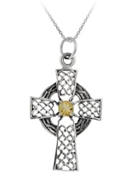 Sterling Silver Celtic Cross Pendant Necklace, 18"