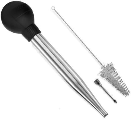 Yoroi Stainless Steel Baster - Heat Resistant Silicone Bulb and Free Flavor Injector and Cleaning Brush.