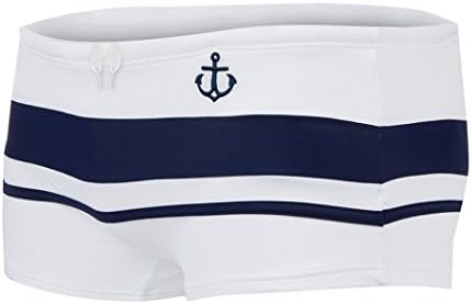 Rocky Sun Mens Sexy Stripe Slim-fit Boxer Briefs Swimsuit Trunk White Size M