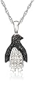 Sterling Silver Black and White Diamond Penguin Pendant