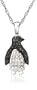 Sterling Silver Black and White Diamond Penguin Pendant