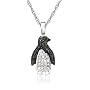 Sterling Silver Black and White Diamond Penguin Pendant