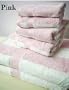 100% Egyptian Cotton Striped Bath Towel Set 6 Piece - Pink