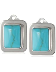 Sterling Silver Inlay Square Clip-On Earrings