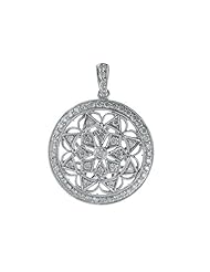 14K White Gold Diamond Star Disc Fashion Pendant (chain NOT included)