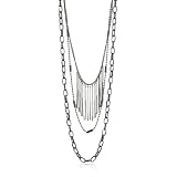 Morgan Ashleigh Gunmetal Fringe Necklace 36 long