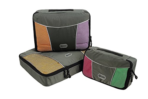 Packing Cubes - 3 Set Organizer Plus 6 Pc Travel Bottle Bag by Packer Hacker