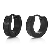 Unique Black Crosses Stainless Steel Men's Hoop Earrings Religious Jewelry (Black)