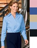 Women's Port Authority Open Neck Blouse, Light Blue, X-Small