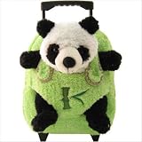 Kids Lime Rolling Backpack With Panda Stuffie -Affordable Gift for your Little One! Item #DKKI-8076