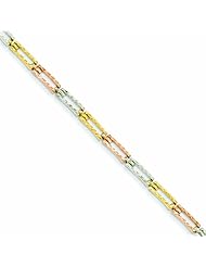 Genuine 14K Yellow Gold Tri-Color Diamond Cut Fancy Link Bracelet 7.75 Inches 5 Grams Of Gold 100% Satisfaction Guaranteed.