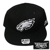 PHILADELPHIA EAGLES FITTED FLAT BRIM HAT BLACK 7 3/8