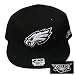 PHILADELPHIA EAGLES FITTED FLAT BRIM HAT BLACK 7 3/8