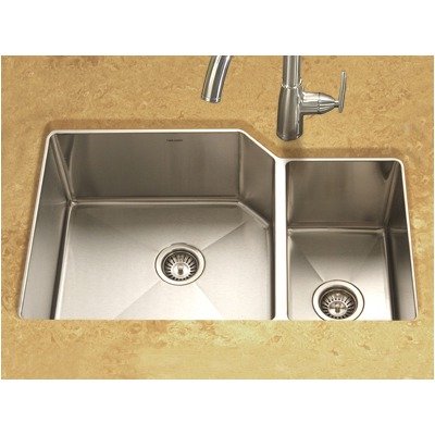 Houzer HDR-3015 Homestead 32-1/2-by-20-3/4-Inch 80/20 Double Bowl Undermount Stainless Steel Sink with Right Side Prep Sink