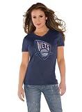 New Jersey Nets Navy Women's Primary Logo Tri Blend V Neck T-Shirt- by Alyssa Milano