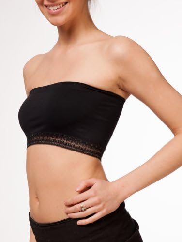 Women's One Size Stretch Bandeau with Lace Detail by Level 33 Black