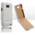 For SAMSUNG GALAXY S2 S-ii iCarer Genuine Leather Flip White Case Cover with Hard Back + FREE 2 x LCD Screen Protector