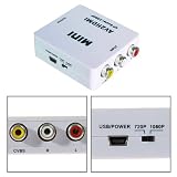 For TV/PC/PS3/DVD,Mini White AV/CVBS Composite to HDMI Converter PAL NTSC
