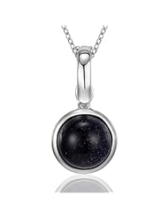 Sterling Silver and Blue Goldstone Circle Charm Pendant
