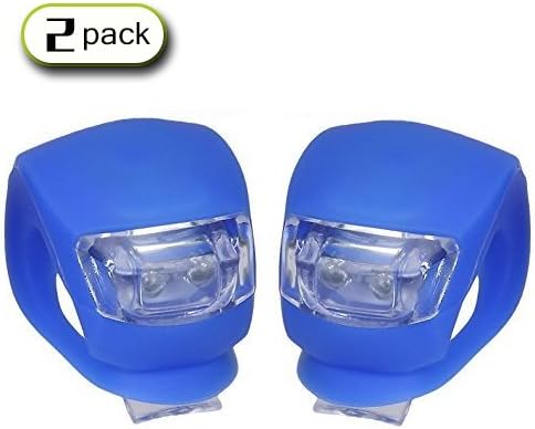 Super-Bright Waterproof Silicon LED Bike Light SET Front+Rear Safety Light Combo with Lithium Wafer Batteries 2pcs Blue