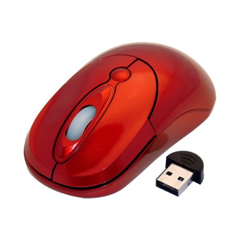 Mini Bluetooth Wireless Notebook Optical Laser Mouse + Dongle - Red