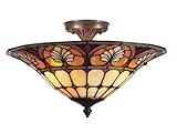 Dale Tiffany TM100598 Dylan Tiffany Flush Mount Light, Antique Brass and Art Glass Shade