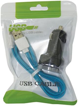 High Quality USB Cable &amp; Car Charger Combo, Sync and charge Cable &amp; Car Charger for Android [12 Month Warranty] (Blue)