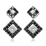 10k White Gold Black and White Diamond Dangle Earrings (1/2 cttw, I-J Color, I3 Clarity)