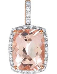 Genuine Morganite & Diamond Pendant in 14k Rose Gold