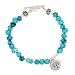 Turquoise Nugget Gemstone Bead and Sterling Silver Tree of Life Charm Toggle Bracelet with Flower Beads, 7 3/8" Length, #7512