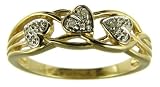 9ct Yellow Gold Ladies Celtic Style Diamond Set Leaf and Interlacing Stem Ring