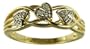 9ct Yellow Gold Ladies Celtic Style Diamond Set Leaf and Interlacing Stem Ring