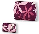 Set aus Kosmetiktasche hohe Form und Reißverschluß-Etui, Baumwolle bordeaux mit Blättern