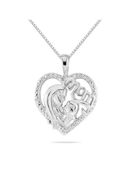 Diamond Mother and Baby Pendant in .925 Sterling Silver