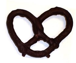 Scott's Cakes 1 lb. Double Dipped Dark Chocolate Covered Pretzels in a Small Heart Tin