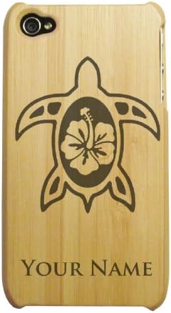 Engraved Bamboo iPhone 4/4S Case/Cover - HAWAIIAN SEA SURTLE, HAWAII - Personalized for FREE (Send us an Amazon email after purchase with your engraving request)