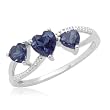 10k White Gold Heart-Shaped Created Ceylon Sapphire Heart Ring