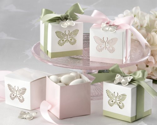 Kate Aspen Butterflies Laser-Cut Favor Box – Set of 24, Pink