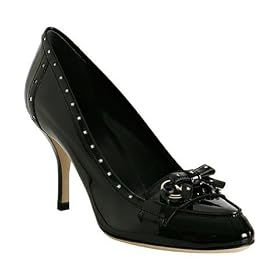 Gucci black patent bow detail moc toe pumps by Gucci
