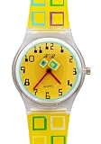 TimerMall OEM - Montre Enfants - Quartz - Caoutchouc - Cercle bo?tier en r??sine de caoutchouc jaune Cadran Plaid Enfa