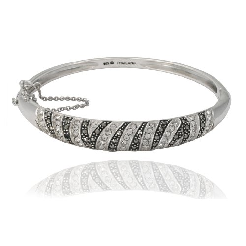 Sterling Silver Marcasite Crystal Bangle Bracelet